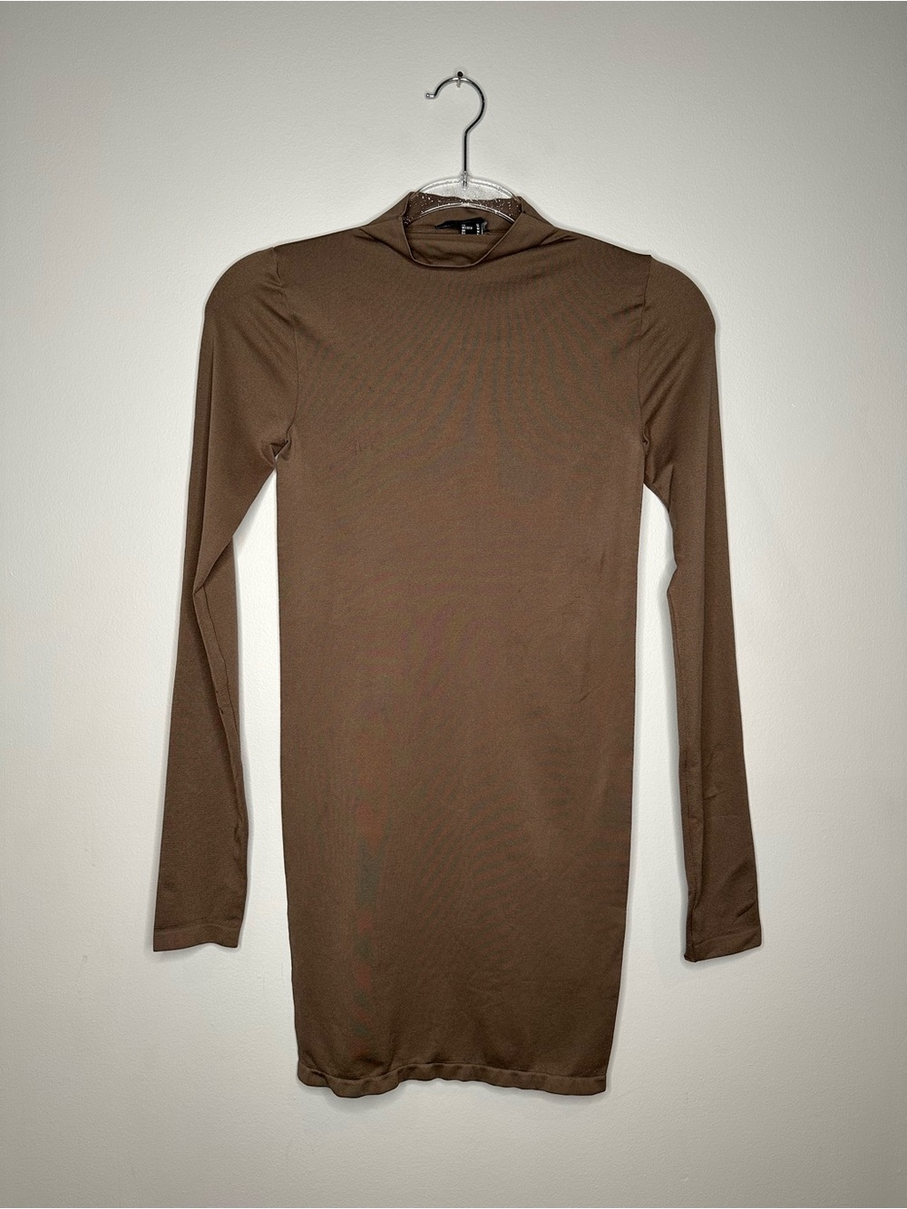 Forever 21 Brown Long Sleeve Mock Neck Bodycon Dress